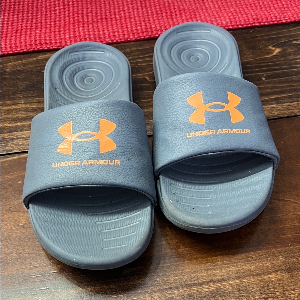 Under Armour Charcoal and Orange Slides